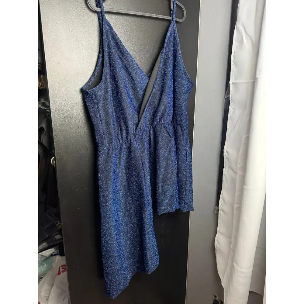 City Chic Electric Blue Asymmetrical Blouse High Stretch - Large/20 (Plus) NWT